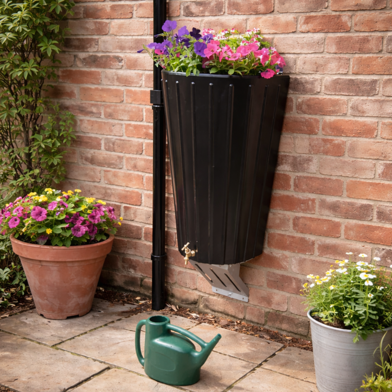 Mini Cosmo 150L Wall Mounted Water Butt Planter - Modern Sleek Rainwater Storage Tank