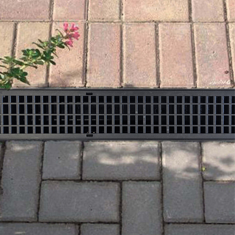 Channel Drain with Black Mesh Grating - 1m