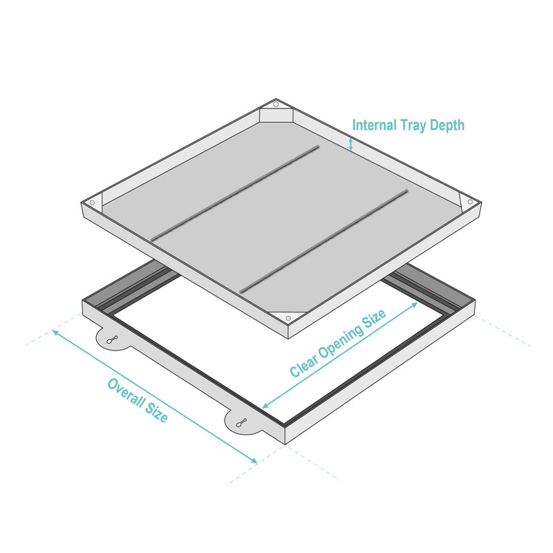 900 x 600 x 70mm Seamless Tile Recessed Manhole Cover & Frame