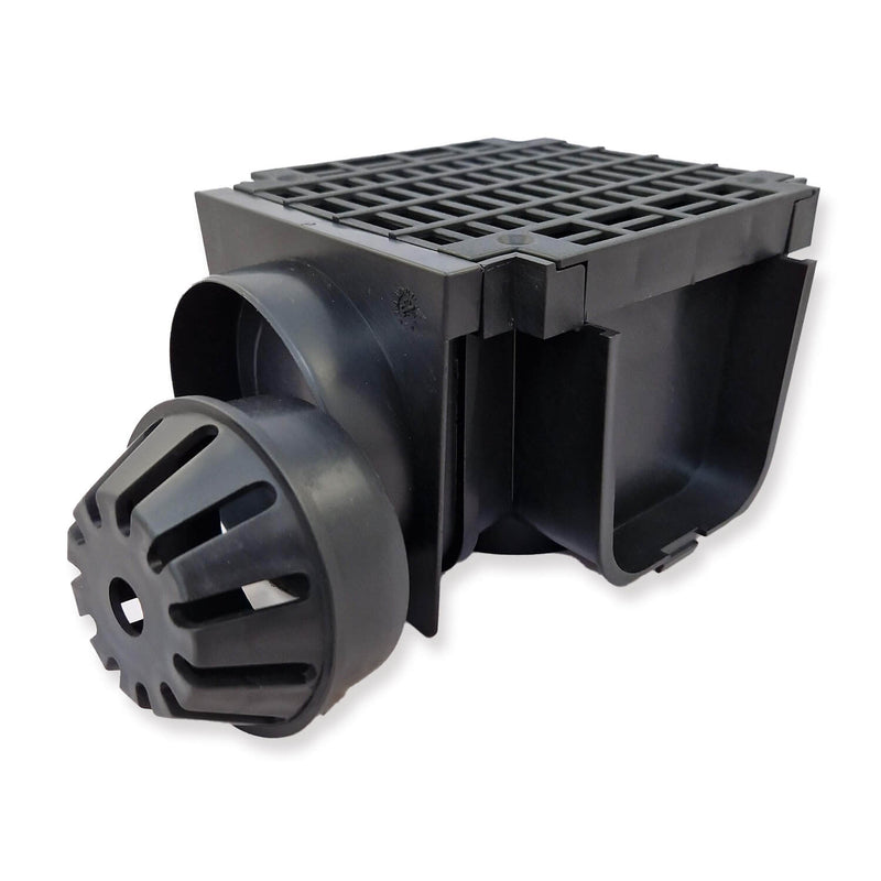 Channel Drain Accessories with Black Mesh Grating