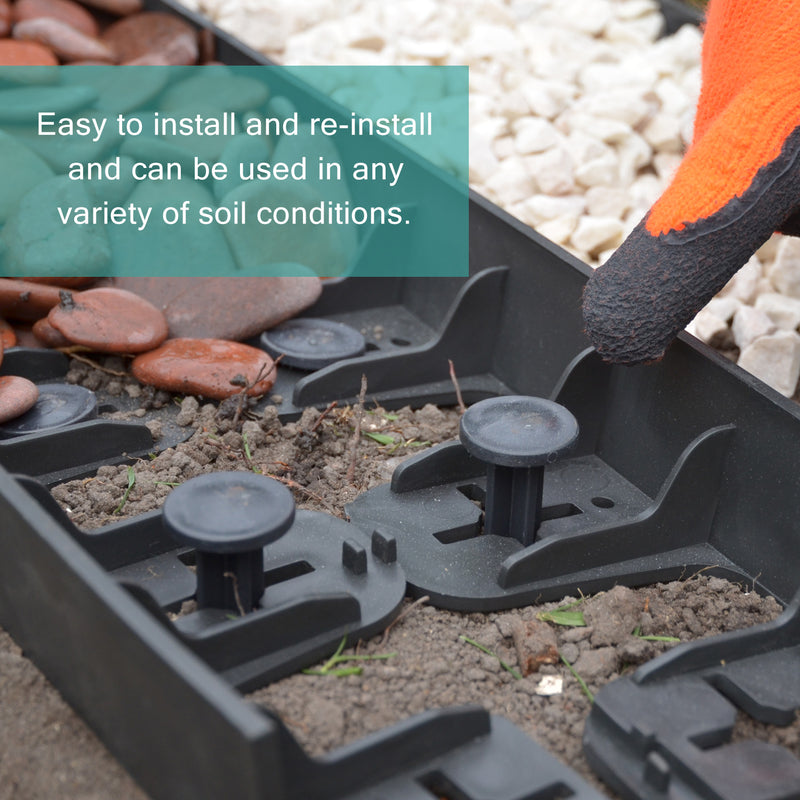 Black Plastic Securing Pins for Flexible Garden Edging - 25CM Long