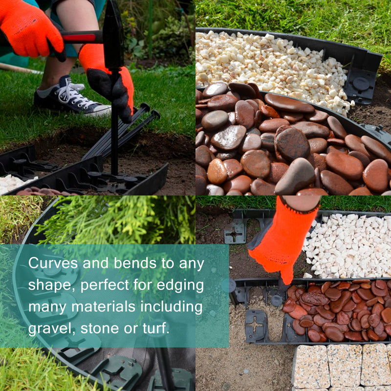 Black Plastic Securing Pins for Flexible Garden Edging - 25CM Long