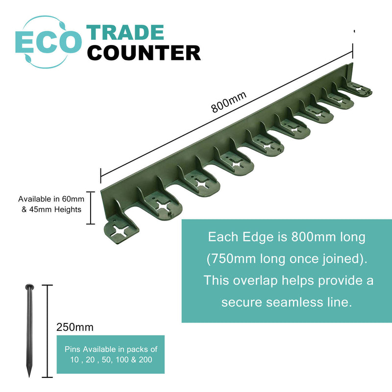 Black Plastic Securing Pins for Flexible Garden Edging - 25CM Long